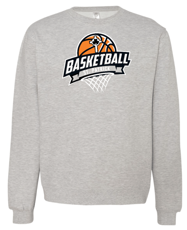 Custom Apparel - Screen Printing - St. Pats Basketball - Adult Unisex Grey Crewneck Sweatshirt - Crewneck - St Pats Basketball - 14889