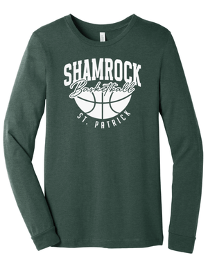 Custom Printed Apparel | St. Pats Basketball Winter 2025 - Adult Unisex Forest Green Long Sleeve Tee - St. Pats Basketball W25 - 18597
