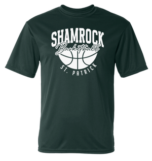 Custom Printed Apparel | St. Pats Basketball Winter 2025 - Adult Unisex Forest Green Performance T-Shirt - St. Pats Basketball W25 - 18597