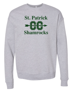 Custom Printed Apparel | St. Pat's Cross Country 2025 - Fleece Drop Shoulder Crewneck Sweatshirt *Grey / Forest Green* (Personalization Optional) - St. Pats XC 2025 - 18207
