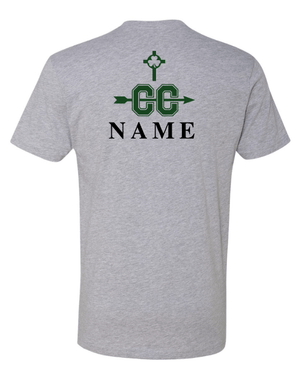 Custom Printed Apparel | St Pat's Cross Country 2025 - Unisex Cotton T-Shirt *Grey / Pine* (Personalization Optional) - St. Pats XC 2025 - 18207