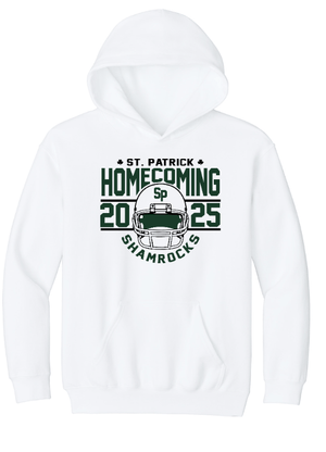 Custom Printed Apparel | St. Pats Homecoming 2025 - White Youth Hooded Sweatshirt - St. Pats Homecoming 2025 - 18359