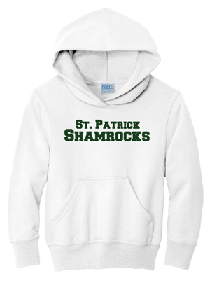 Custom Printed Apparel | St. Pats White Apparel Fall 2025 - Youth Hooded Sweatshirt - St. Pats White/Alumni Apparel F25 - 18428