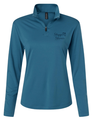Custom Printed Apparel | Stepping Stones 2025 | Women's Pacific Blue Performance 1/4 - Zip - Stepping Stones W25 - 18600