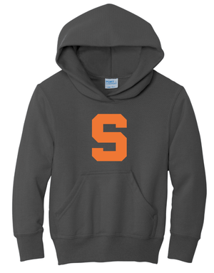 Custom Printed Apparel | Stockbridge 2025 - Charcoal Youth Fleece Pullover Hooded Sweatshirt - Stockbridge Schools 2025 - 18310