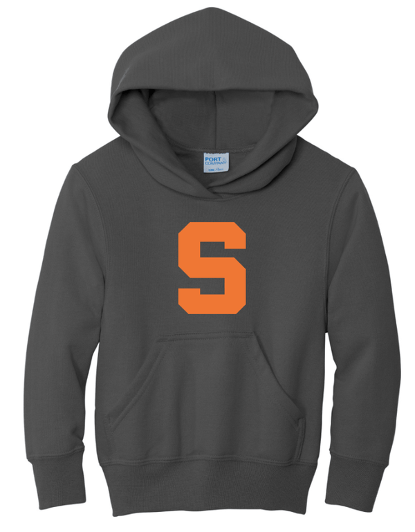 Custom Printed Apparel | Stockbridge 2025 - Charcoal Youth Fleece Pullover Hooded Sweatshirt - Stockbridge Schools 2025 - 18310