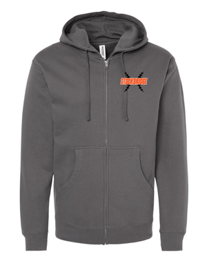 Custom Apparel - Screen Printing - Stockbridge Baseball - Midweight Full Zip Hoodie (Grey / Charcoal) - Stockbridge Baseball 2 - 17484