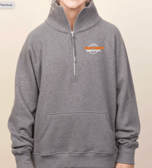 Custom Printed Apparel | Stockbridge Youth Basketball | Ladies Boxy 1/2 - Zip Fleece (Mango Dream/Dark Heather) - Stockbridge Youth Basketball - 18795