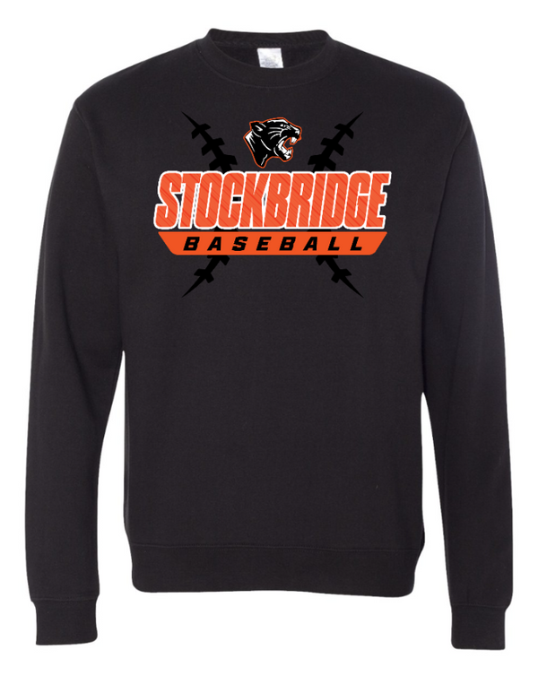 Stockbridge Baseball - Midweight Crewneck Sweatshirt (Multiple Colors Available)