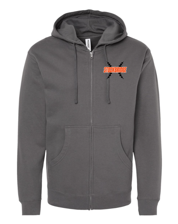 Stockbridge Baseball - Midweight Full Zip Hoodie (Grey / Charcoal)