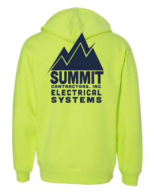 Custom Apparel - Screen Printing - Summit Contractors - Midweight Hooded Sweatshirt - Safety Yellow / Cement - Summit Contractors - 16912