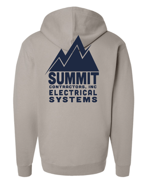Custom Apparel - Screen Printing - Summit Contractors - Midweight Hooded Sweatshirt - Safety Yellow / Cement - Summit Contractors - 16912