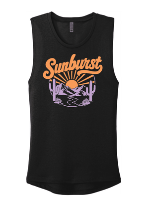 Custom Printed Apparel | Sunburst Elementary | Next Level Women's Festival Muscle Tank Top - T-Shirt - 19803 Sunburst Elementary