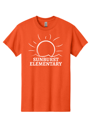 Custom Apparel - Screen Printing - Sunburst Elementary School - 50th Anniversary - Adult Cotton T-Shirt (Black / Purple / Orange) - Sunburst Elementary School - 16934