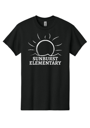 Custom Apparel - Screen Printing - Sunburst Elementary School - 50th Anniversary - Adult Cotton T-Shirt (Black / Purple / Orange) - Sunburst Elementary School - 16934