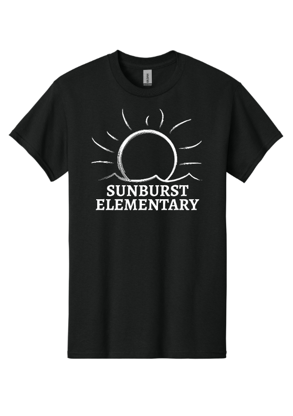 Custom Apparel - Screen Printing - Sunburst Elementary School - 50th Anniversary - Adult Cotton T-Shirt (Black / Purple / Orange) - Sunburst Elementary School - 16934