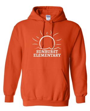 Custom Apparel - Screen Printing - Sunburst Elementary School - 50th Anniversary - Adult Heavy Blend Hooded Sweatshirt (Black / Orange / Purple) - Sunburst Elementary School - 16934