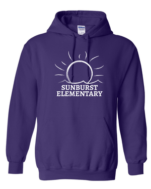 Custom Apparel - Screen Printing - Sunburst Elementary School - 50th Anniversary - Adult Heavy Blend Hooded Sweatshirt (Black / Orange / Purple) - Sunburst Elementary School - 16934