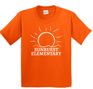 Custom Apparel - Screen Printing - Sunburst Elementary School - 50th Anniversary - Youth Cotton T-Shirt (Black / Purple / Orange) - Sunburst Elementary School - 16934