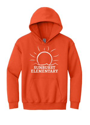 Custom Apparel - Screen Printing - Sunburst Elementary School - 50th Anniversary - Youth Heavy Blend Hooded Sweatshirt (Orange / Purple / Black) - Sunburst Elementary School - 16934