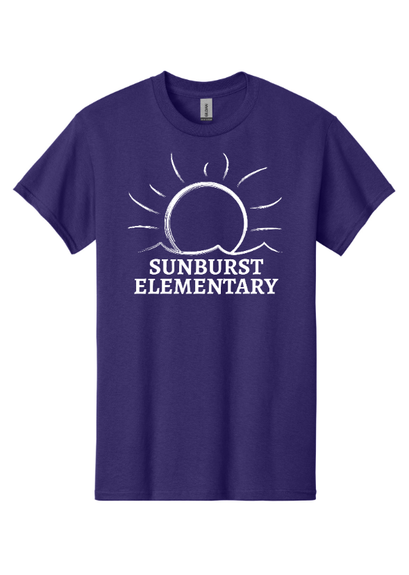 Sunburst Elementary School - 50th Anniversary - Adult Cotton T-Shirt (Black / Purple / Orange)