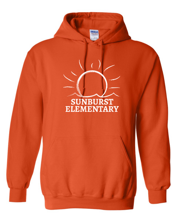 Sunburst Elementary School - 50th Anniversary - Adult Heavy Blend Hooded Sweatshirt (Black / Orange / Purple)