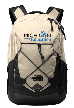 Custom Printed Apparel | The North Face Backpack - Ivory/Black | Michigan Department of Education - MI Dept of Ed - 19257