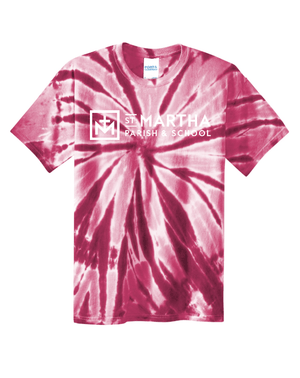 Custom Printed Apparel | Unisex Adult T-Shirt - Maroon Tie Dye | St. Martha School Spirit Wear - St. Martha OD