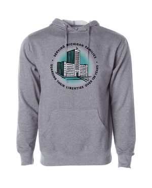 Custom Printed Apparel | Unisex Custom Hoodie - Grey Circle Print | Detroit Free Press - Detroit Free Press - 19558