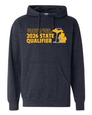 Custom Printed Apparel | Unisex Custom Hoodie - Navy Heather | GL Track + Field State Qualifiers & Champs 2026 - GL Track Qualifiers + Champs - 19483