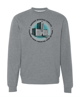 Custom Printed Apparel | Unisex Custom Sweatshirt - Grey Crewneck Circle Print | Detroit Free Press - Detroit Free Press - 19558