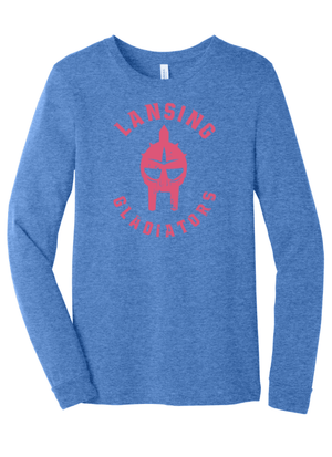 Custom Printed Apparel | Unisex Custom T-Shirt - Blue Long Sleeve | Lansing Gladiators - Lansing Gladiators - 19512
