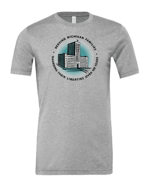 Custom Printed Apparel | Unisex Custom T-Shirt - Grey Circle Print | Detroit Free Press - Detroit Free Press - 19558