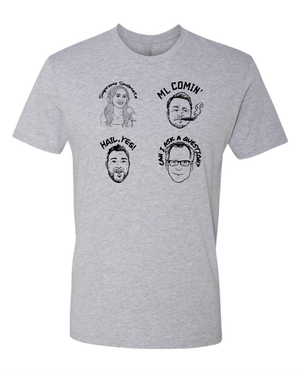 Custom Printed Apparel | Unisex Custom T-Shirt - Heather Grey Caricature Print | Soul of Detroit - Soul of Detroit - 19556