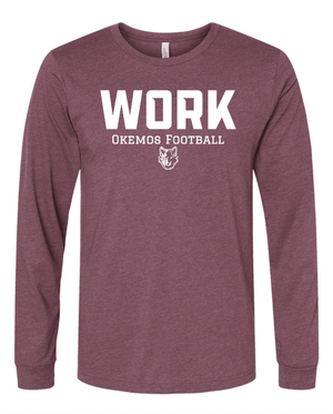 Custom Printed Apparel | Unisex Custom T-Shirt - Heather Maroon Long Sleeve | Okemos Football - Okemos Football - 19518