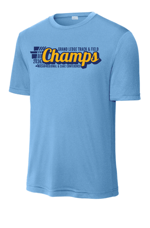 Custom Printed Apparel | Unisex Custom T-Shirt - Light Blue Performance | GL Track + Field State Qualifiers & Champs 2026 - GL Track Qualifiers + Champs - 19483