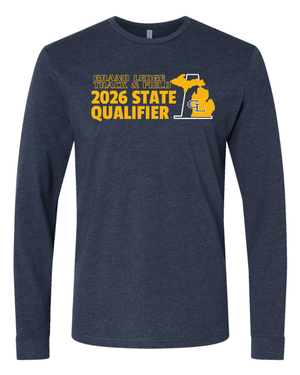 Custom Printed Apparel | Unisex Custom T-Shirt - Navy Heather Long Sleeve | GL Track + Field State Qualifiers & Champs 2026 - GL Track Qualifiers + Champs - 19483