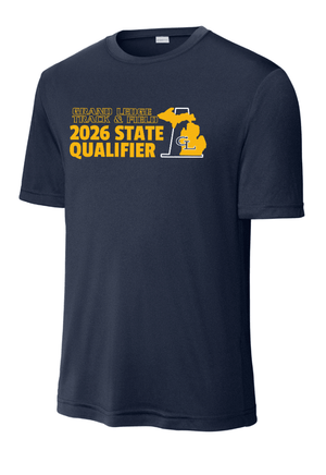 Custom Printed Apparel | Unisex Custom T-Shirt - Navy Performance | GL Track + Field State Qualifiers & Champs 2026 - GL Track Qualifiers + Champs - 19483