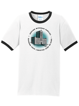 Custom Printed Apparel | Unisex Custom T-Shirt - Ringer Style Circle Print | Detroit Free Press - Detroit Free Press - 19558