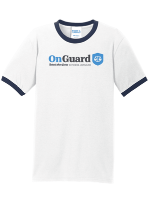 Custom Printed Apparel | Unisex Custom T-Shirt - Ringer Style On Guard Print | Detroit Free Press - Detroit Free Press - 19558