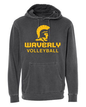 Custom Printed Apparel | Unisex Midweight Pigment Dyed Hoodie | Waverly High School Volleyball - 19526 Wavery HS Volleyball