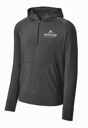 Custom Printed Apparel | Unisex Performance Stretch Hooded 1/2 Zip | Heartland Builders - Heartland Builders
