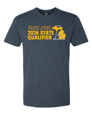Custom Printed Apparel | Unisex T-Shirt Custom - Navy Heather | GL Track + Field State Qualifiers & Champs 2026 - GL Track Qualifiers + Champs - 19483