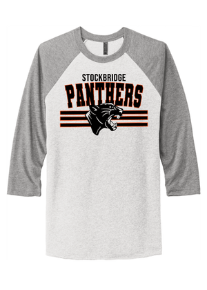 Custom Printed Apparel | Unisex Tri-Blend 3/4 Sleeve T-Shirt | Stockbridge Panthers - Stockbridge - 19879