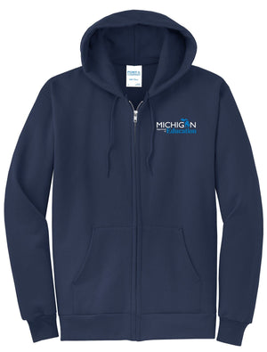 Michigan Department of Education Zip Up Hoodie Navy front view