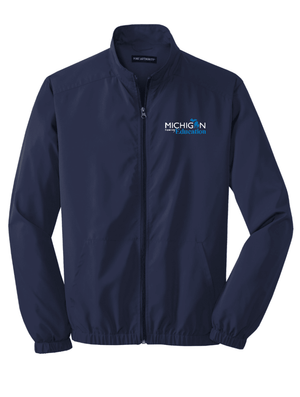 Custom Printed Apparel | Unisex/Men's Lightweight Windbreaker Jacket - Navy | Michigan Department of Education - MI Dept of Ed - 19257