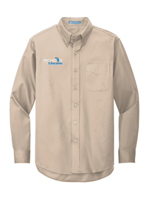 Custom Printed Apparel | Unisex/Men's Long Sleeve Button Up Easy Care Shirt | Michigan Department of Education - MI Dept of Ed - 19257