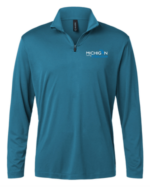 Custom Printed Apparel | Unisex/Men's Long Sleeve Performance Polo - Pacific Blue | Michigan Department of Education - MI Dept of Ed - 19257