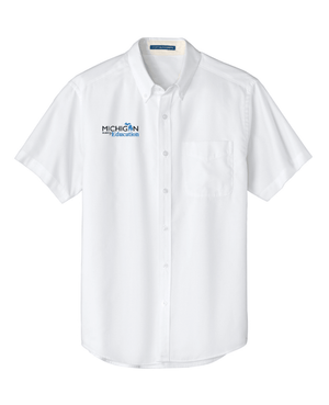 Custom Printed Apparel | Unisex/Men's Short Sleeve Button Up Easy Care Shirt | Michigan Department of Education - MI Dept of Ed - 19257