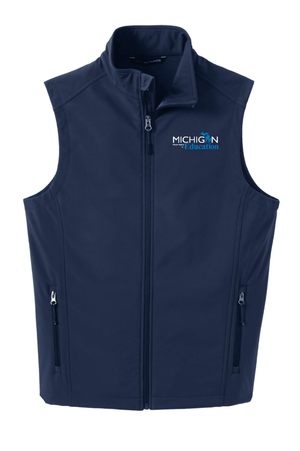 Custom Printed Apparel | Unisex/Men's Soft Shell Vest - Navy | Michigan Department of Education - MI Dept of Ed - 19257